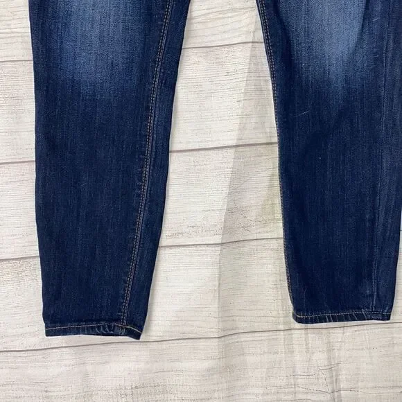 Express women 8 cotton blend mid rise distressed cropped legging blue - Picture 2 of 10